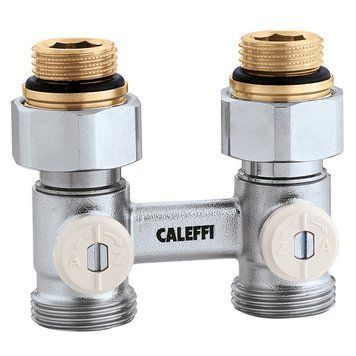 Кран нижнього підключення сталевого радіатора 1/2"x 3/4" прямий Caleffi (301040) 301040 фото