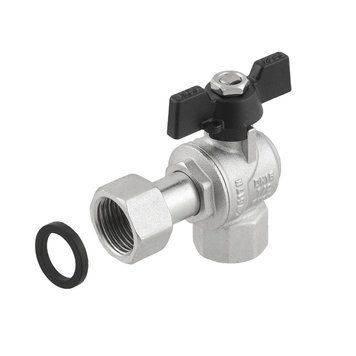 Кран угловой с накидной гайкой 1/2" ВВ Raftec PN40 бабочка 43596 фото