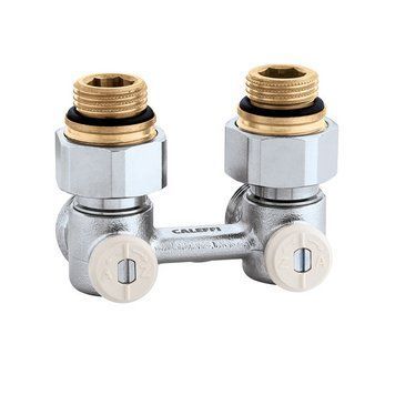 Кран нижнього підключення сталевого радіатора 1/2"x 3/4" кутовий Caleffi (301140) 301140 фото