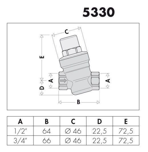 Редуктор давления холодной воды 1/2" Caleffi мембранный 40&nbsp;C (533041) 533041 фото