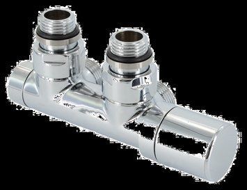 Узел термостатический нижнего подключения TWIN THERMO хром угловой 1/2"x 3/4" евроконус Carlo Poletti правый V42110B фото