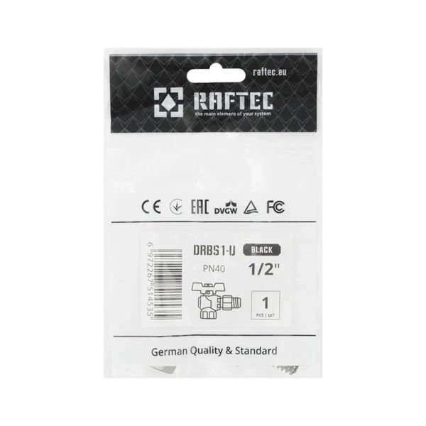 Кран кульовий кутовий з американкою Raftec BLACK 1/2" ВЗ 67752 фото