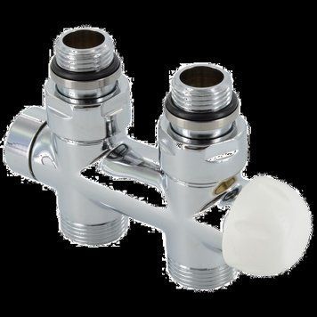 Узел термостатический нижнего подключения TWIN THERMO хром прямой 1/2"x 3/4" евроконус Carlo Poletti 110199 фото