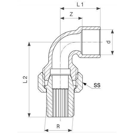 Американка угловая &empty;15х1/2" НР бронза (103859) Viega 61171 фото