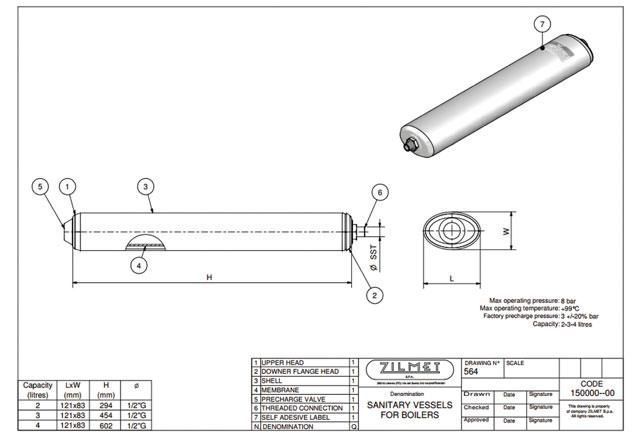 Бак розширювальний трубчастий Zilmet OEM-PRO (No564) 2 л 1500000205 фото